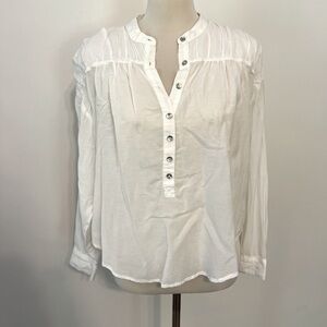 Anthropologie Pilcro Long Sleeve White Button-Front Blouse Cotton Women’s small